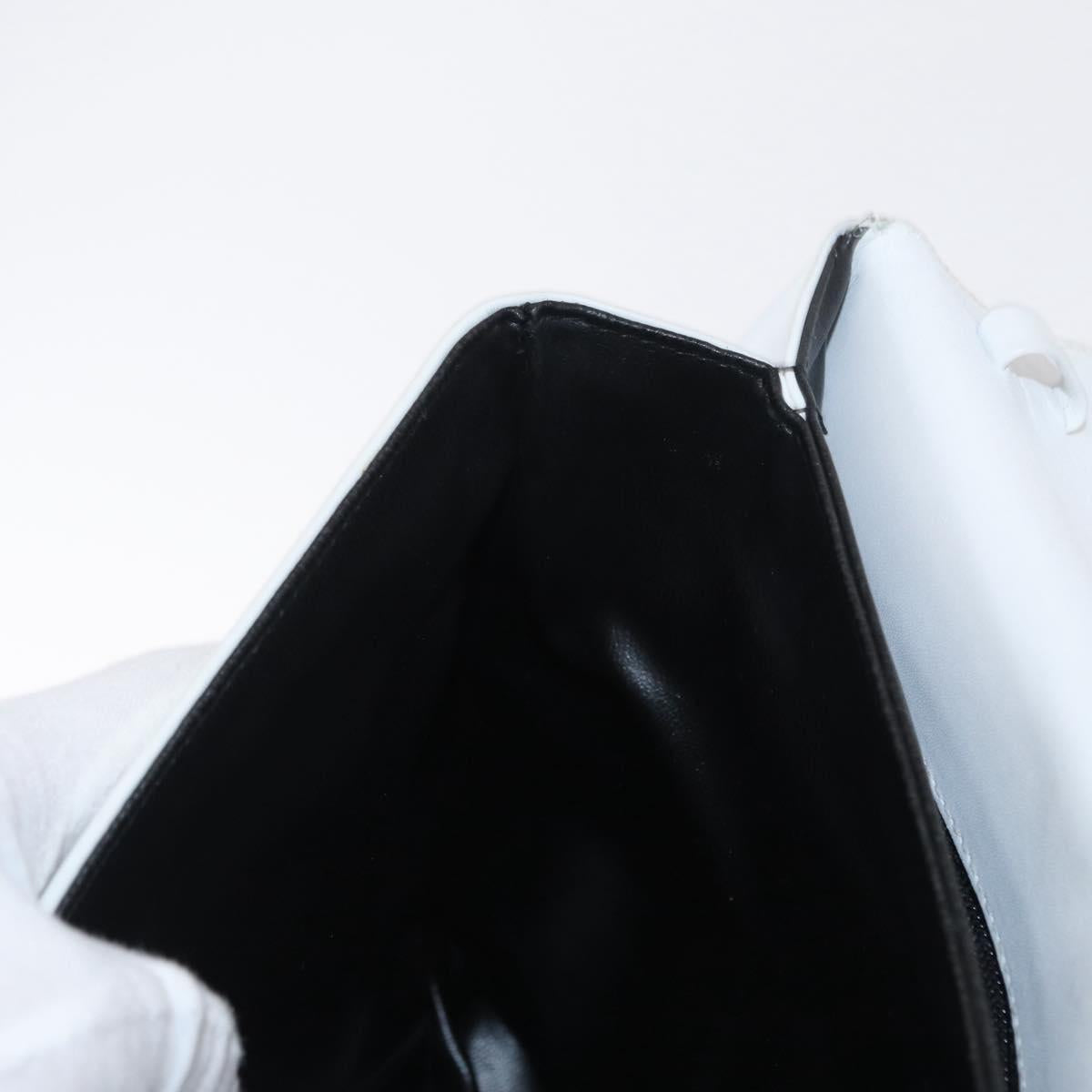 Salvatore Ferragamo Clutch Bag Leather Navy White gold Auth bs31766
