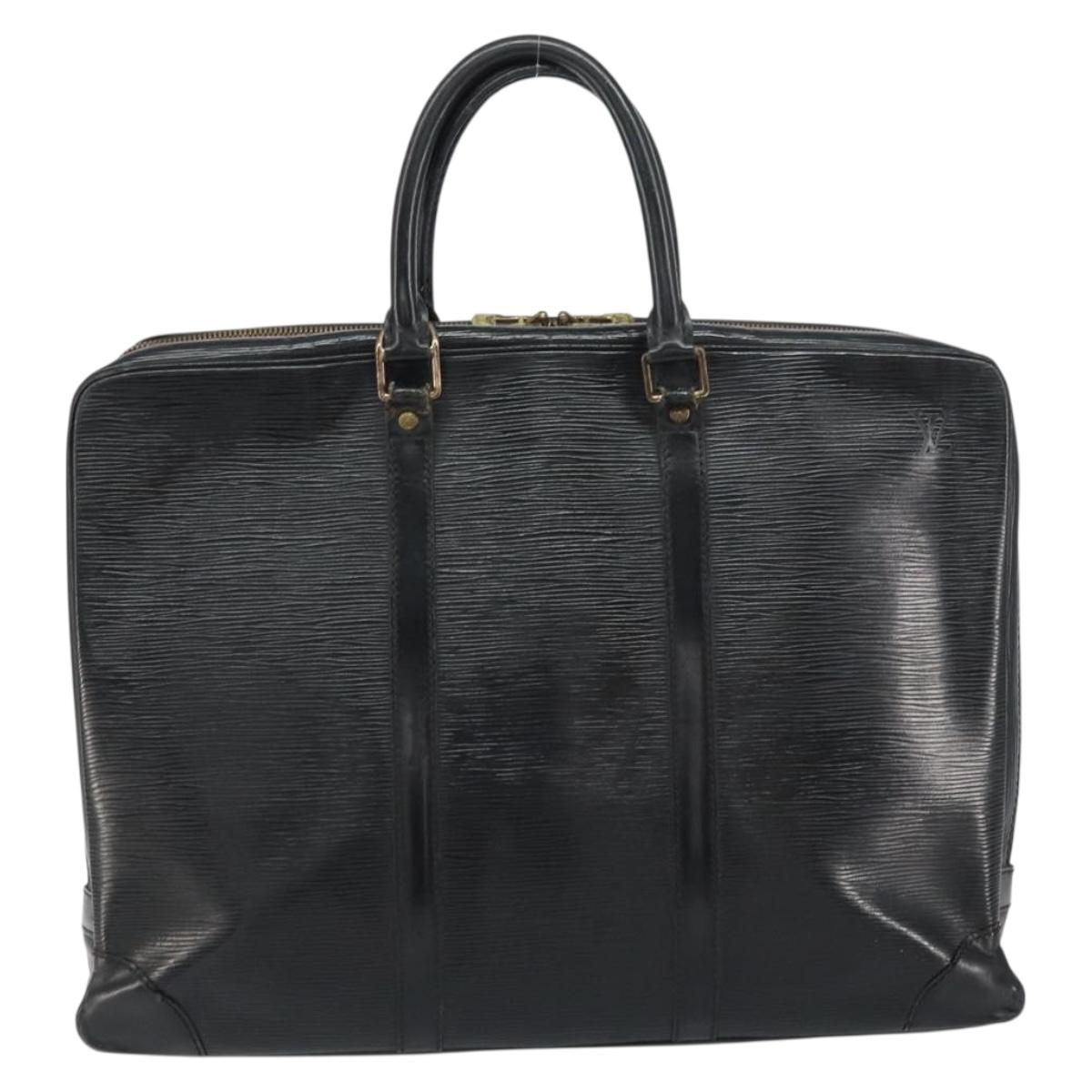 LOUIS VUITTON Epi Porte Documents Voyage Bag Black M40321 LV Auth bs31789