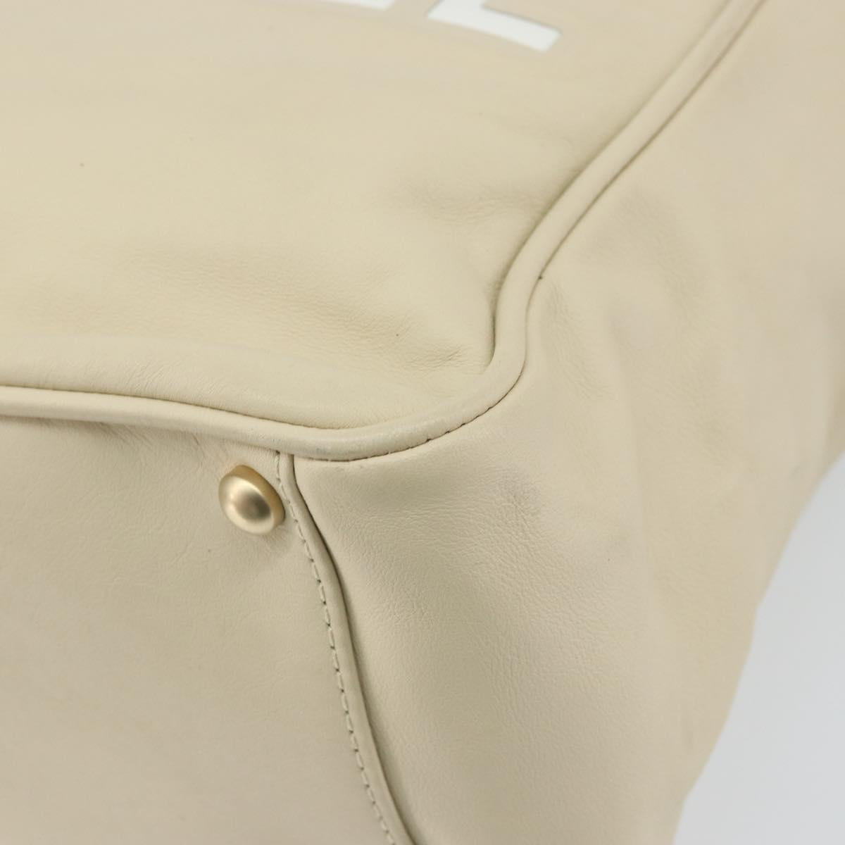 CHANEL Camelia Tote Bag Leather Beige Gold CC Auth bs31794A