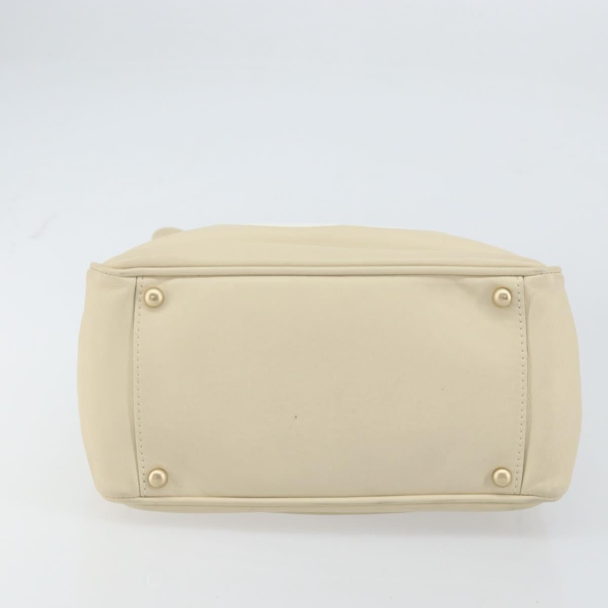 CHANEL Camelia Tote Bag Leather Beige Gold CC Auth bs31794A