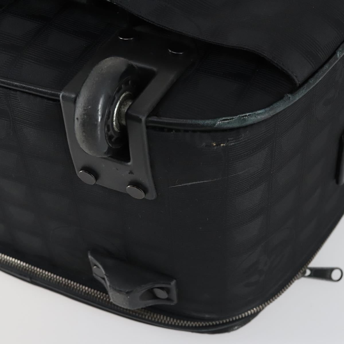 CHANEL New Travel Line Suitcase Nylon Black CC Auth bs31796
