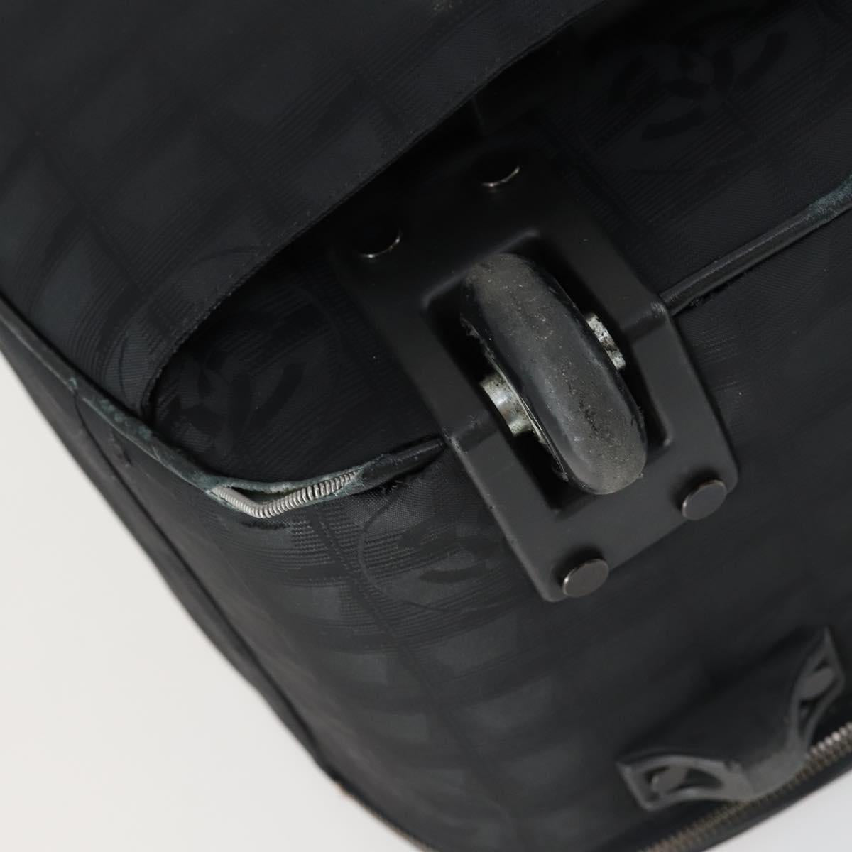 CHANEL New Travel Line Suitcase Nylon Black CC Auth bs31796