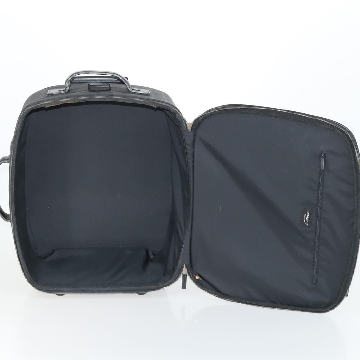 CHANEL New Travel Line Suitcase Nylon Black CC Auth bs31796