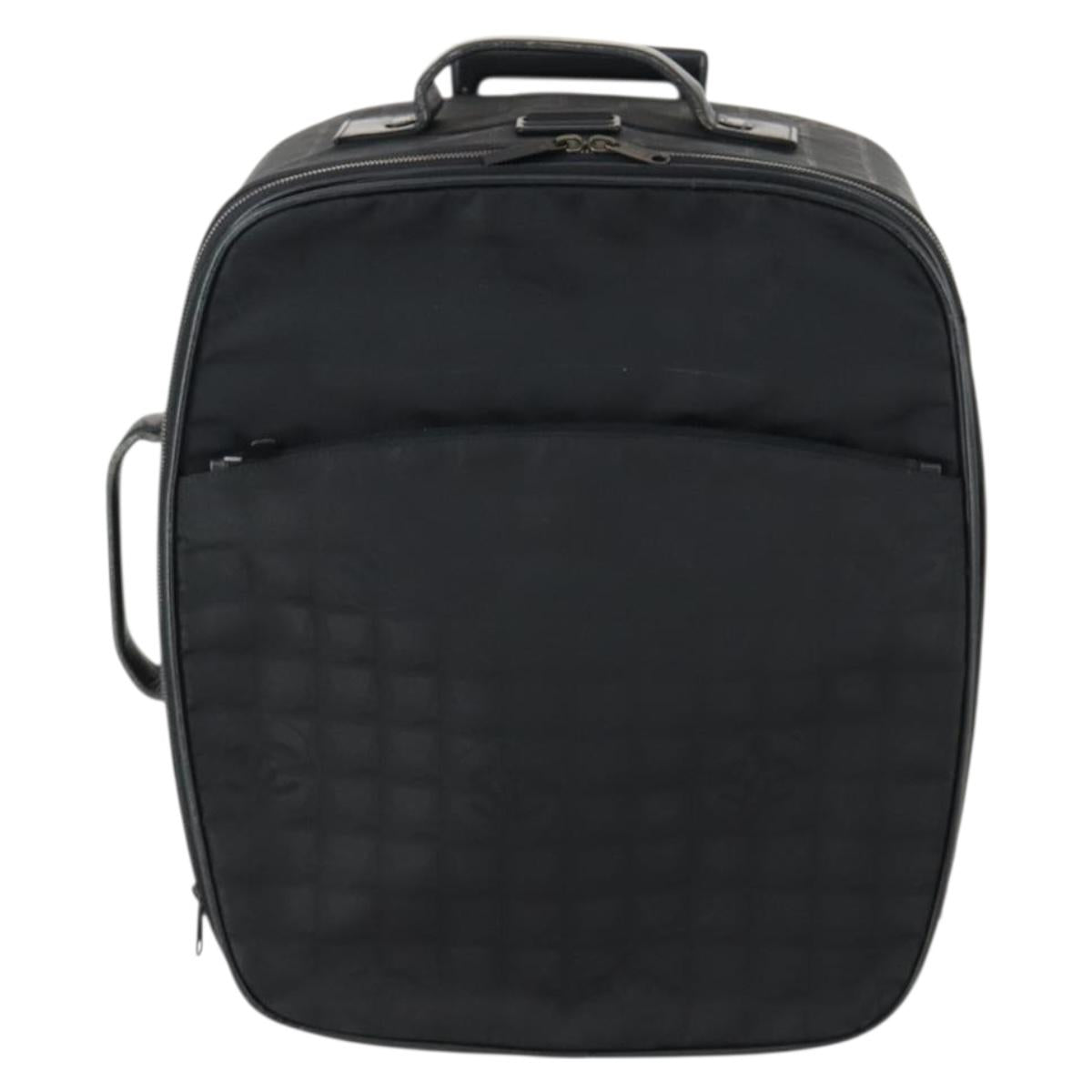 CHANEL New Travel Line Suitcase Nylon Black CC Auth bs31796