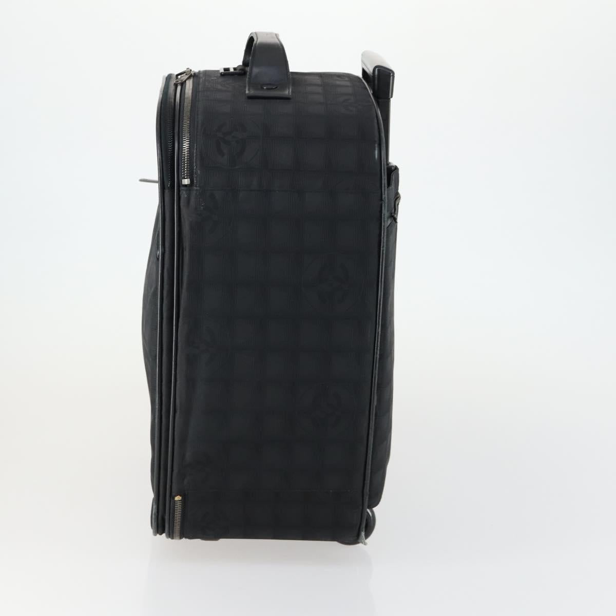 CHANEL New Travel Line Suitcase Nylon Black CC Auth bs31796