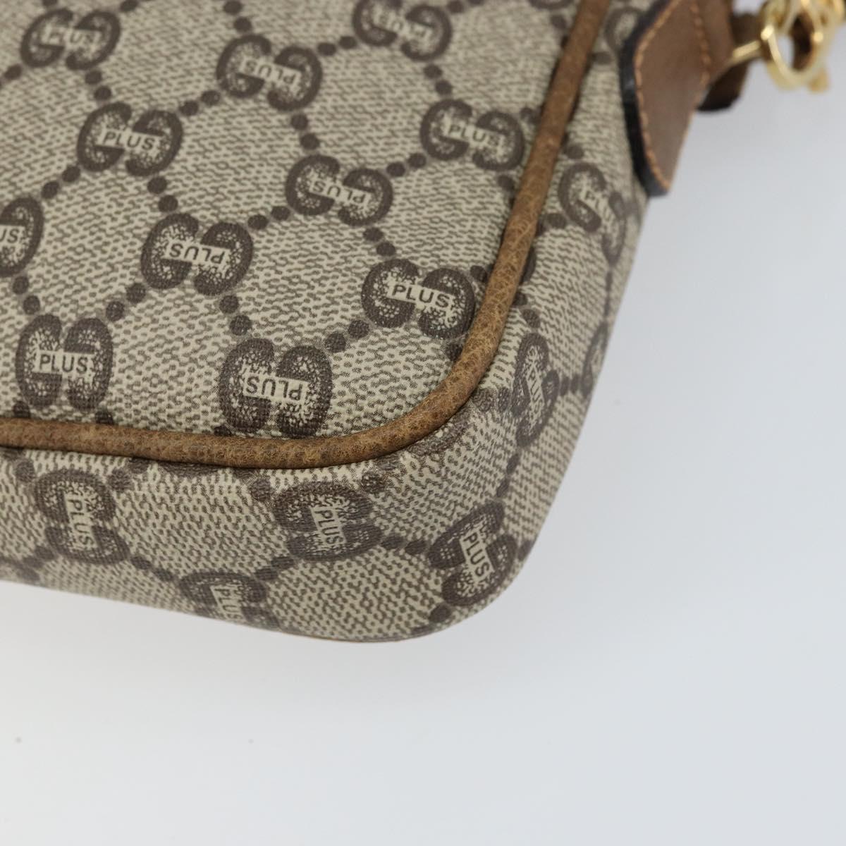 GUCCI GG Plus Supreme Clutch Bag PVC Beige Gold Auth bs31804