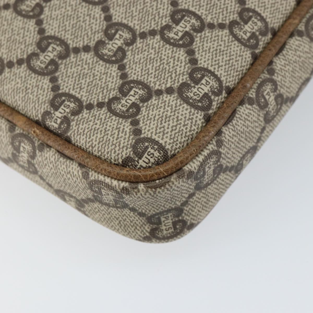 GUCCI GG Plus Supreme Clutch Bag PVC Beige Gold Auth bs31804