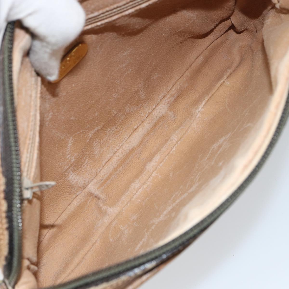 GUCCI GG Plus Supreme Clutch Bag PVC Beige Gold Auth bs31804
