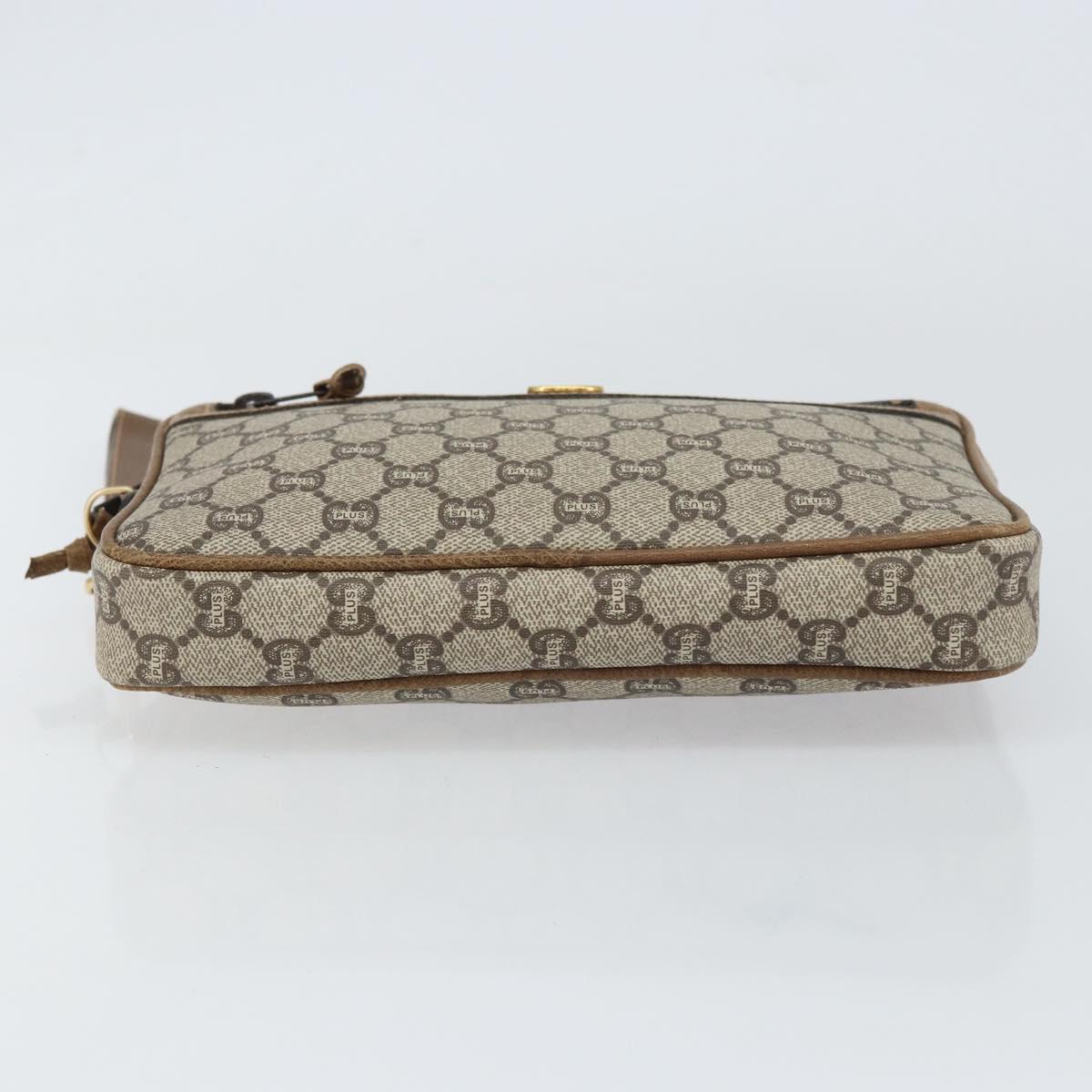 GUCCI GG Plus Supreme Clutch Bag PVC Beige Gold Auth bs31804