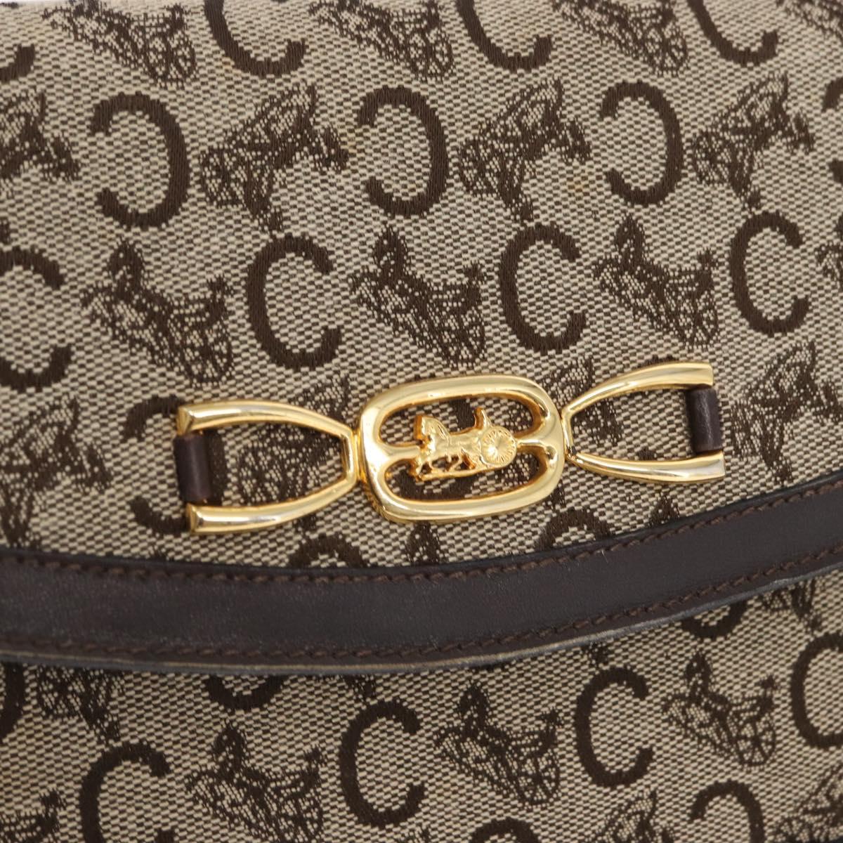 CELINE C Sulky Shoulder Bag Canvas Brown Gold Auth bs31808