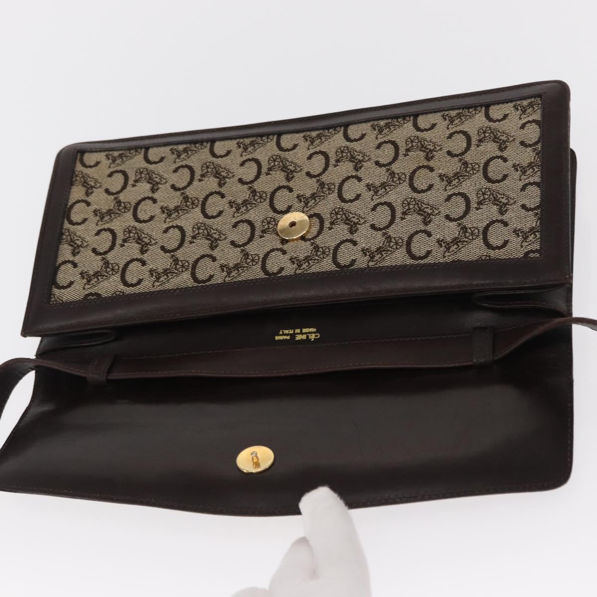 CELINE C Sulky Shoulder Bag Canvas Brown Gold Auth bs31808