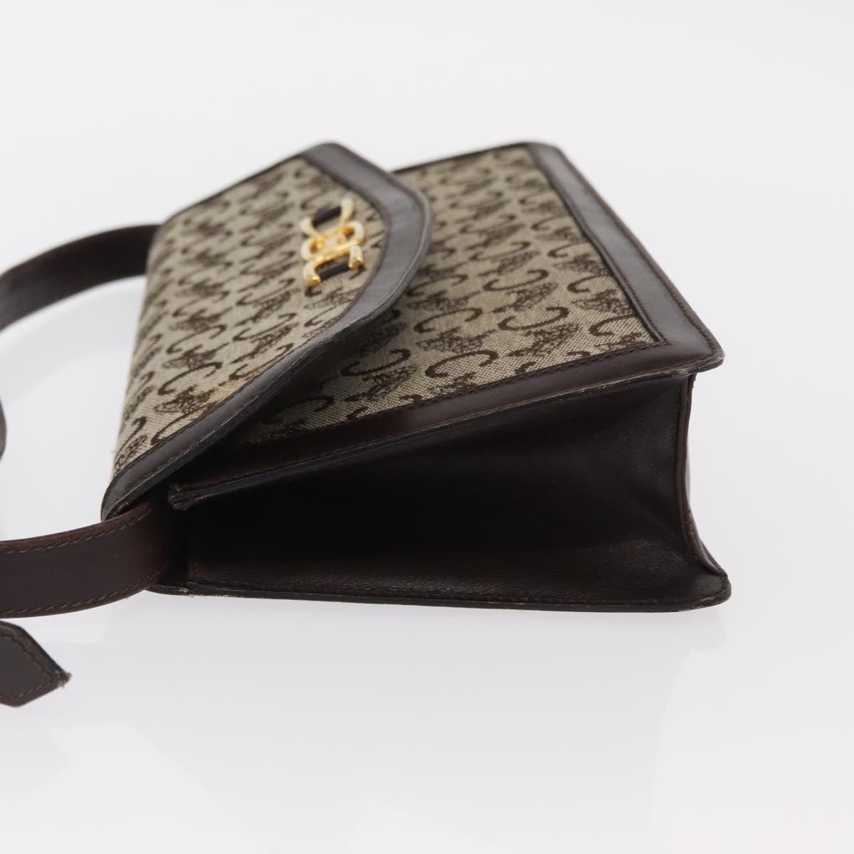 CELINE C Sulky Shoulder Bag Canvas Brown Gold Auth bs31808