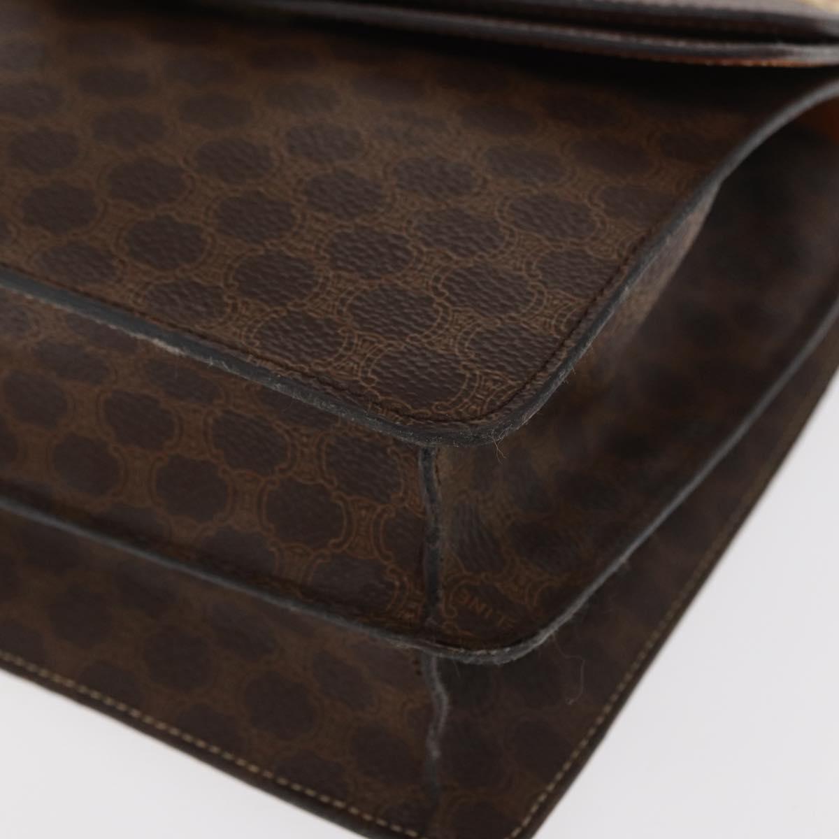 CELINE Macadam Canvas Hand Bag PVC Leather Brown Gold Auth bs31809