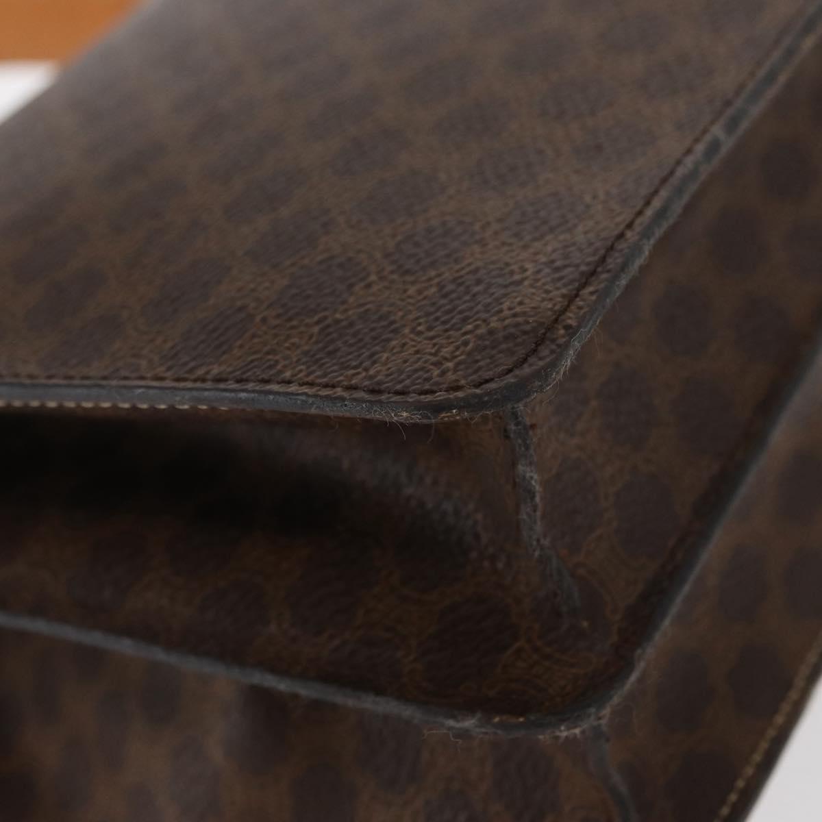 CELINE Macadam Canvas Hand Bag PVC Leather Brown Gold Auth bs31809