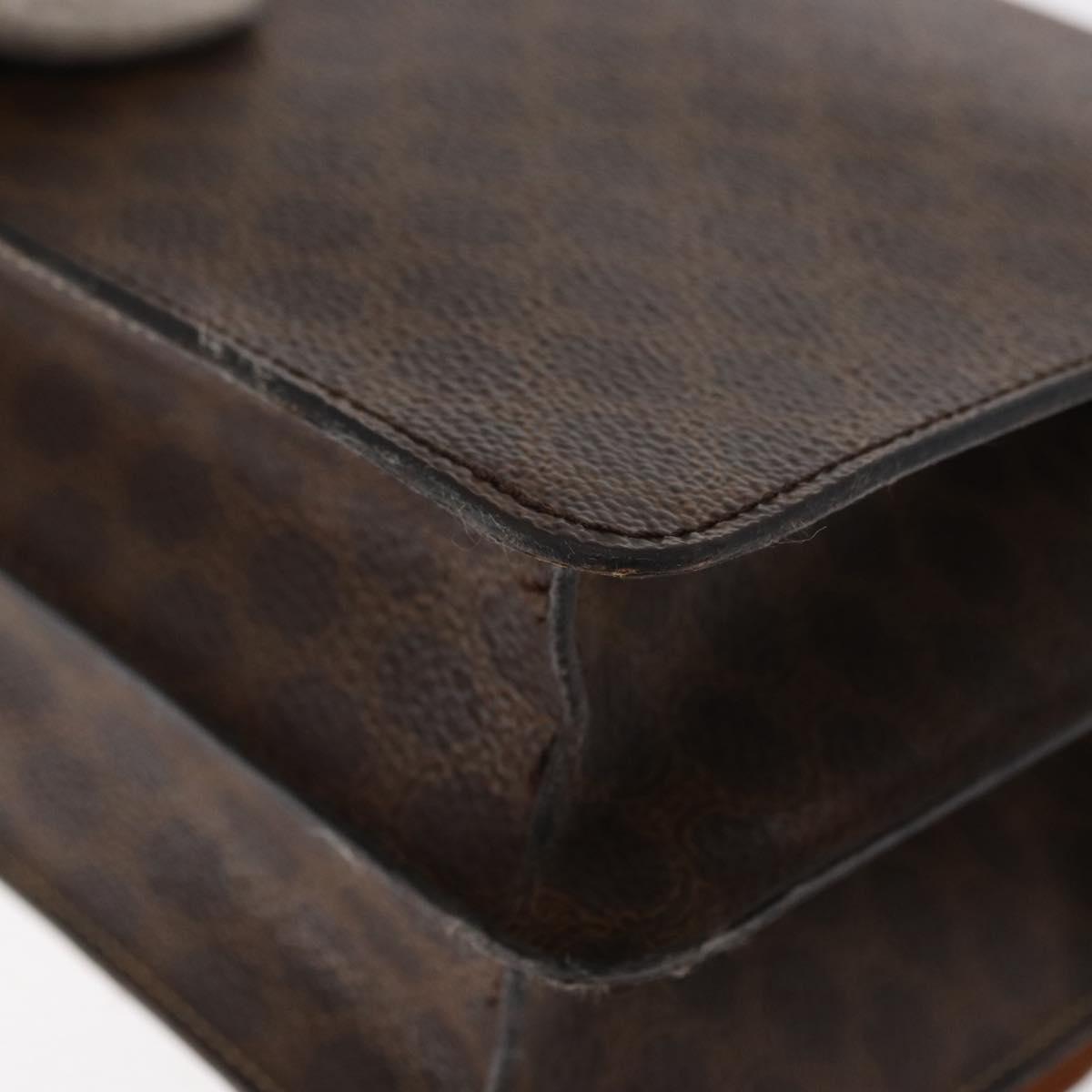 CELINE Macadam Canvas Hand Bag PVC Leather Brown Gold Auth bs31809