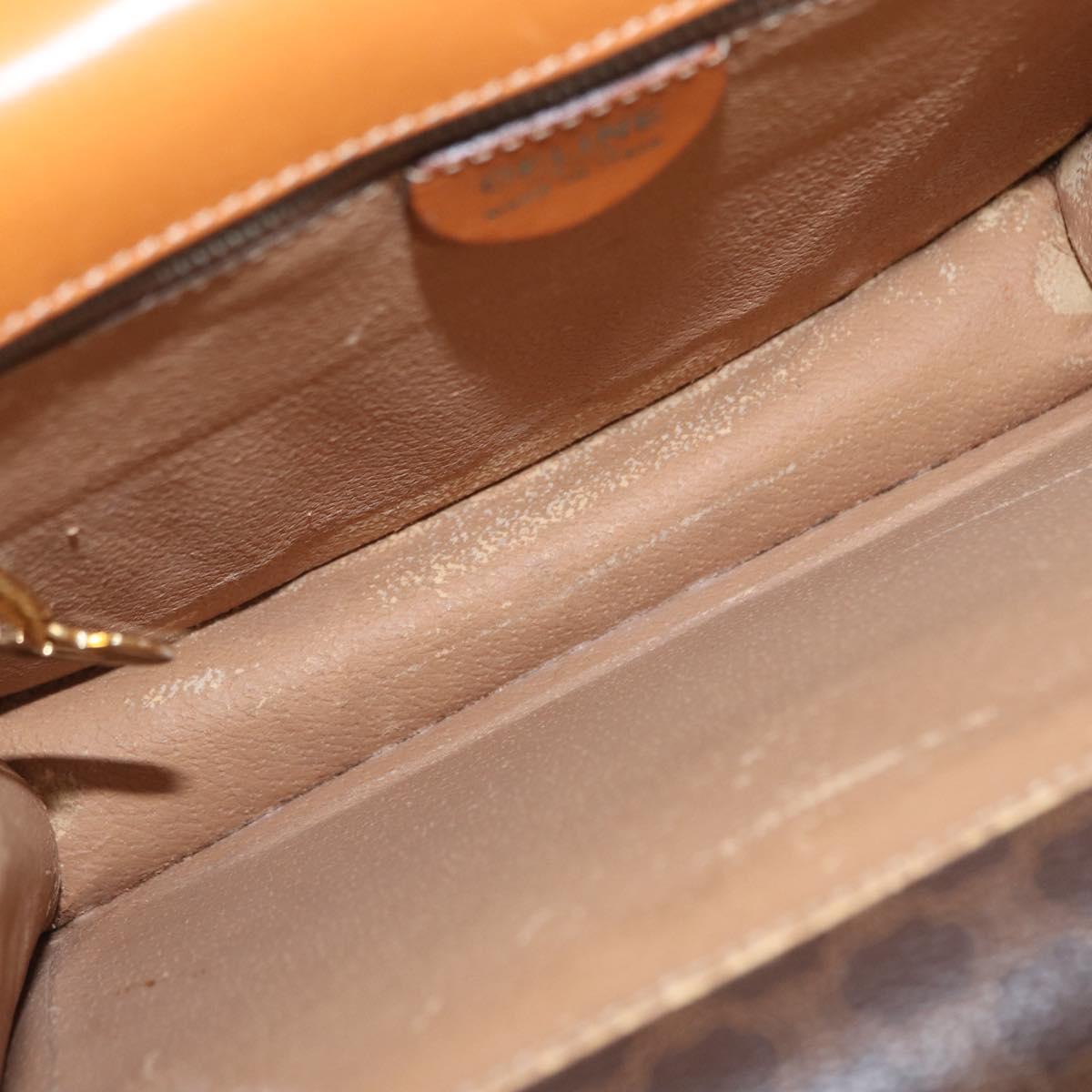 CELINE Macadam Canvas Hand Bag PVC Leather Brown Gold Auth bs31809