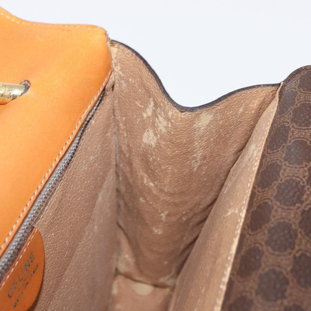 CELINE Macadam Canvas Hand Bag PVC Leather Brown Gold Auth bs31809