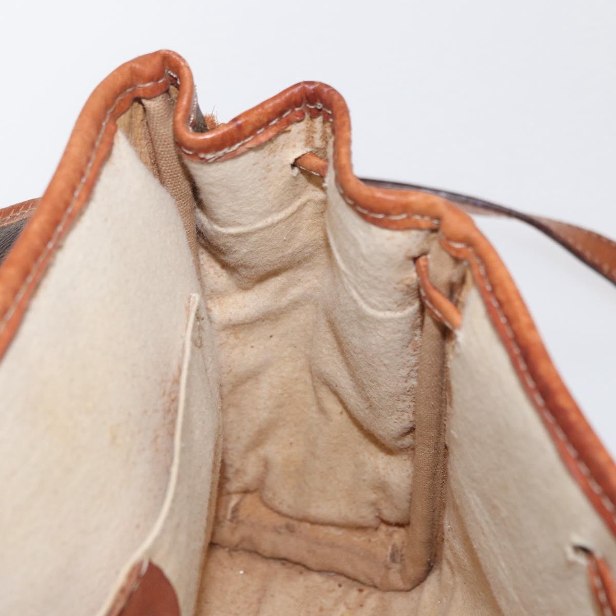 CELINE Macadam Canvas Shoulder Bag PVC Leather Brown Gold Auth bs31810