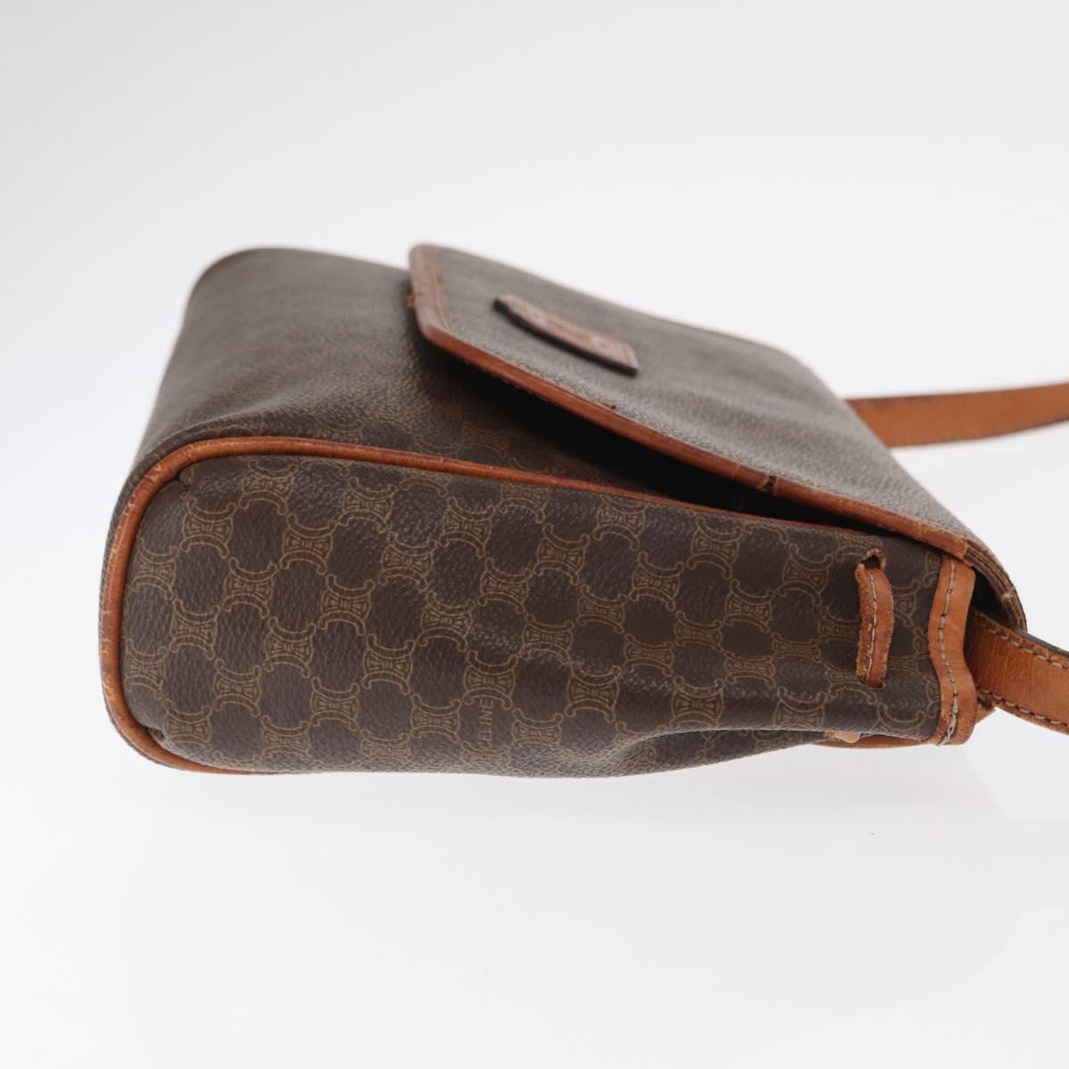 CELINE Macadam Canvas Shoulder Bag PVC Leather Brown Gold Auth bs31810