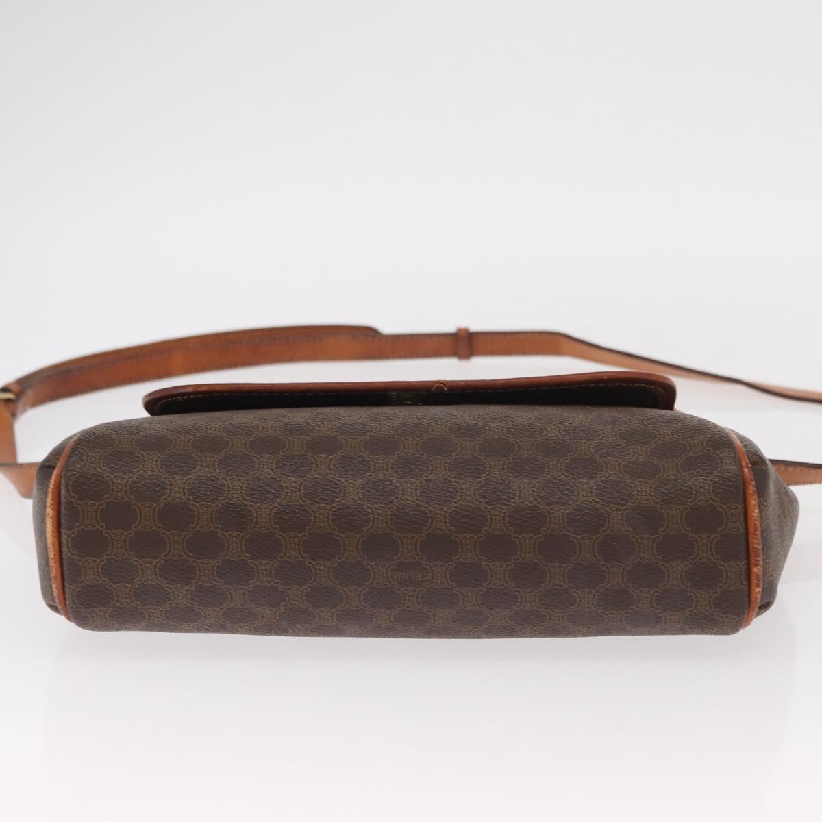 CELINE Macadam Canvas Shoulder Bag PVC Leather Brown Gold Auth bs31810