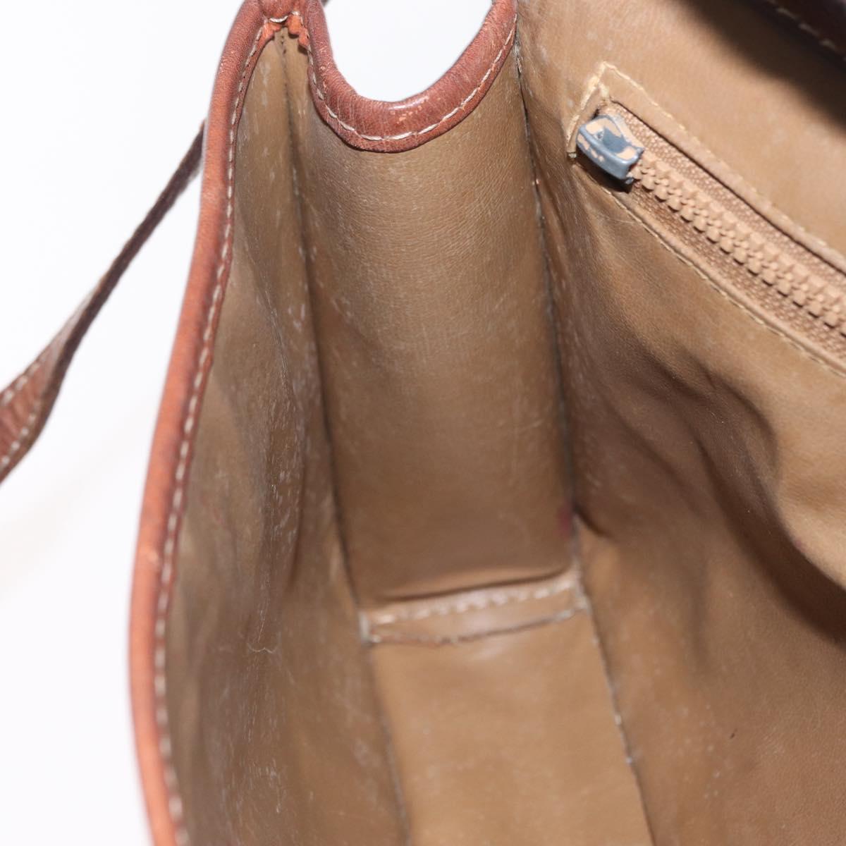 CELINE Macadam Canvas Shoulder Bag PVC Beige Gold Auth bs31811