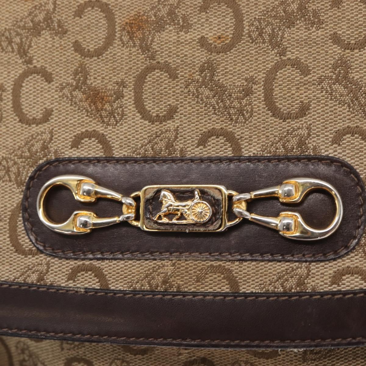 CELINE C Sulky Shoulder Bag Canvas Brown Gold Auth bs31812