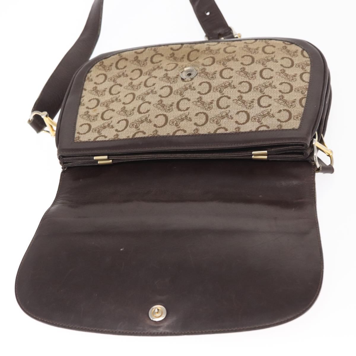 CELINE C Sulky Shoulder Bag Canvas Brown Gold Auth bs31812