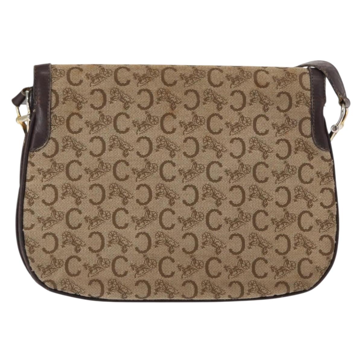 CELINE C Sulky Shoulder Bag Canvas Brown Gold Auth bs31812