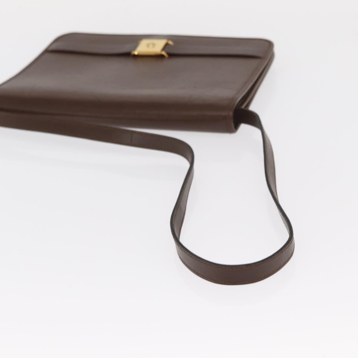 Christian Dior Shoulder Bag Leather Brown Gold Auth bs31813