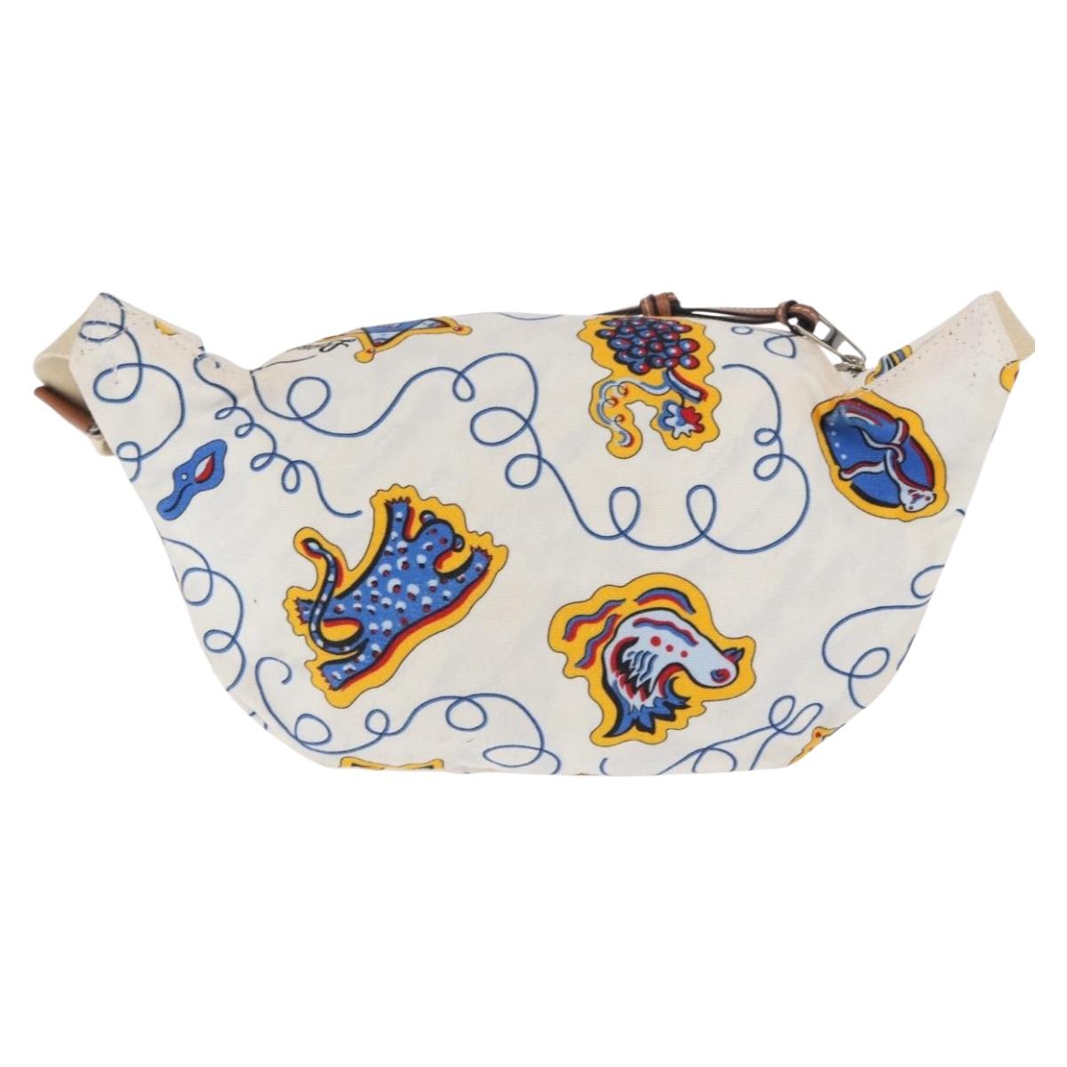 LOEWE Waist Bag Canvas White Silver Auth bs31816