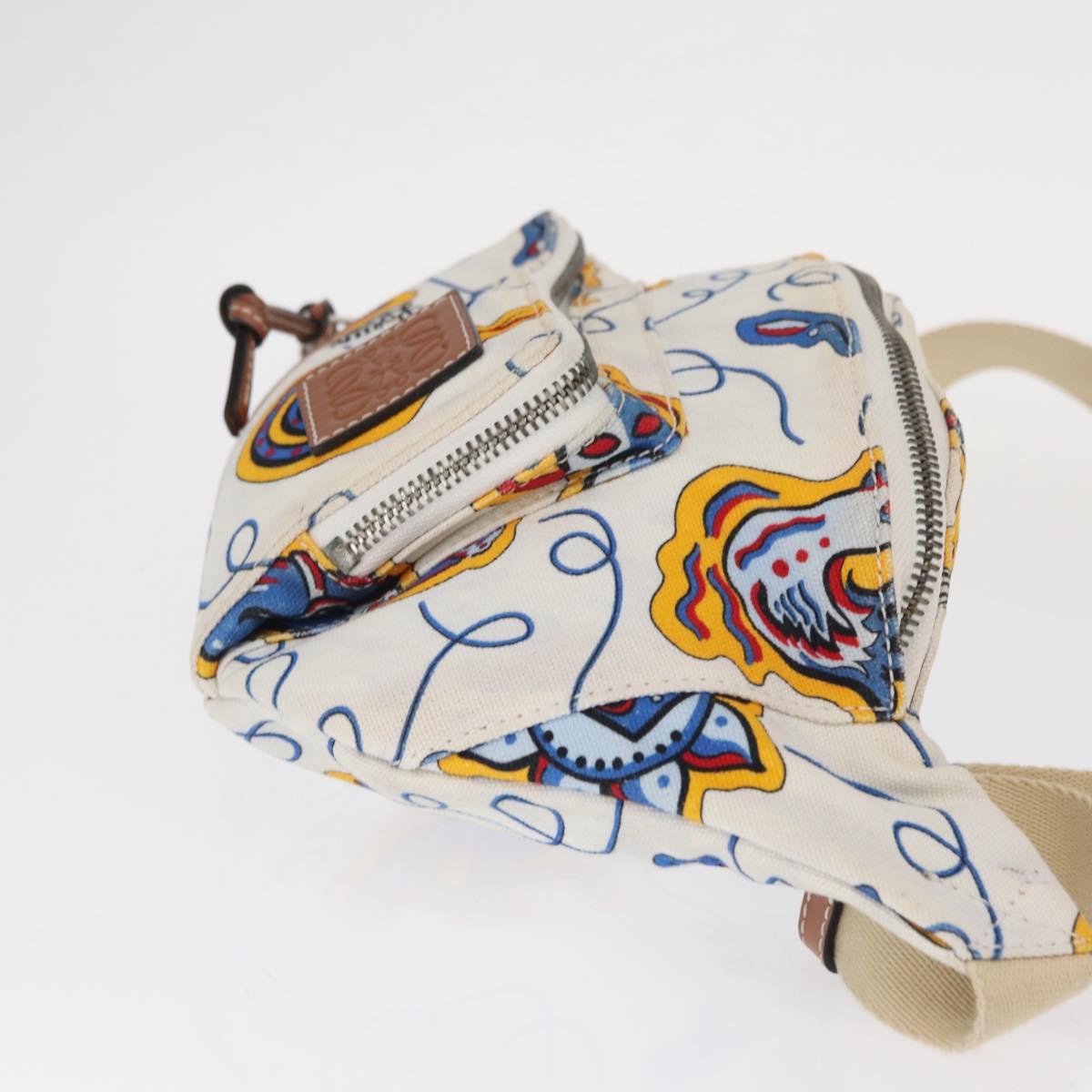 LOEWE Waist Bag Canvas White Silver Auth bs31816