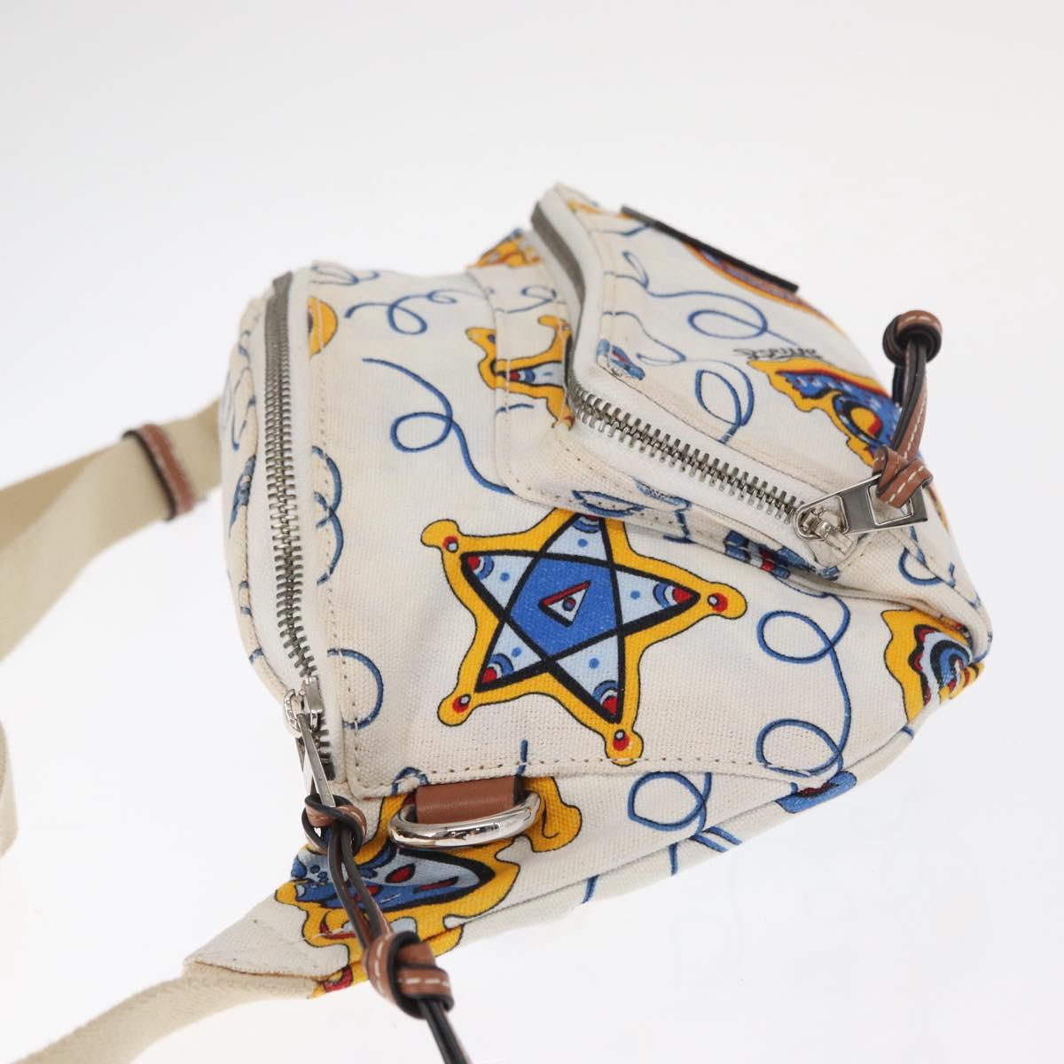 LOEWE Waist Bag Canvas White Silver Auth bs31816