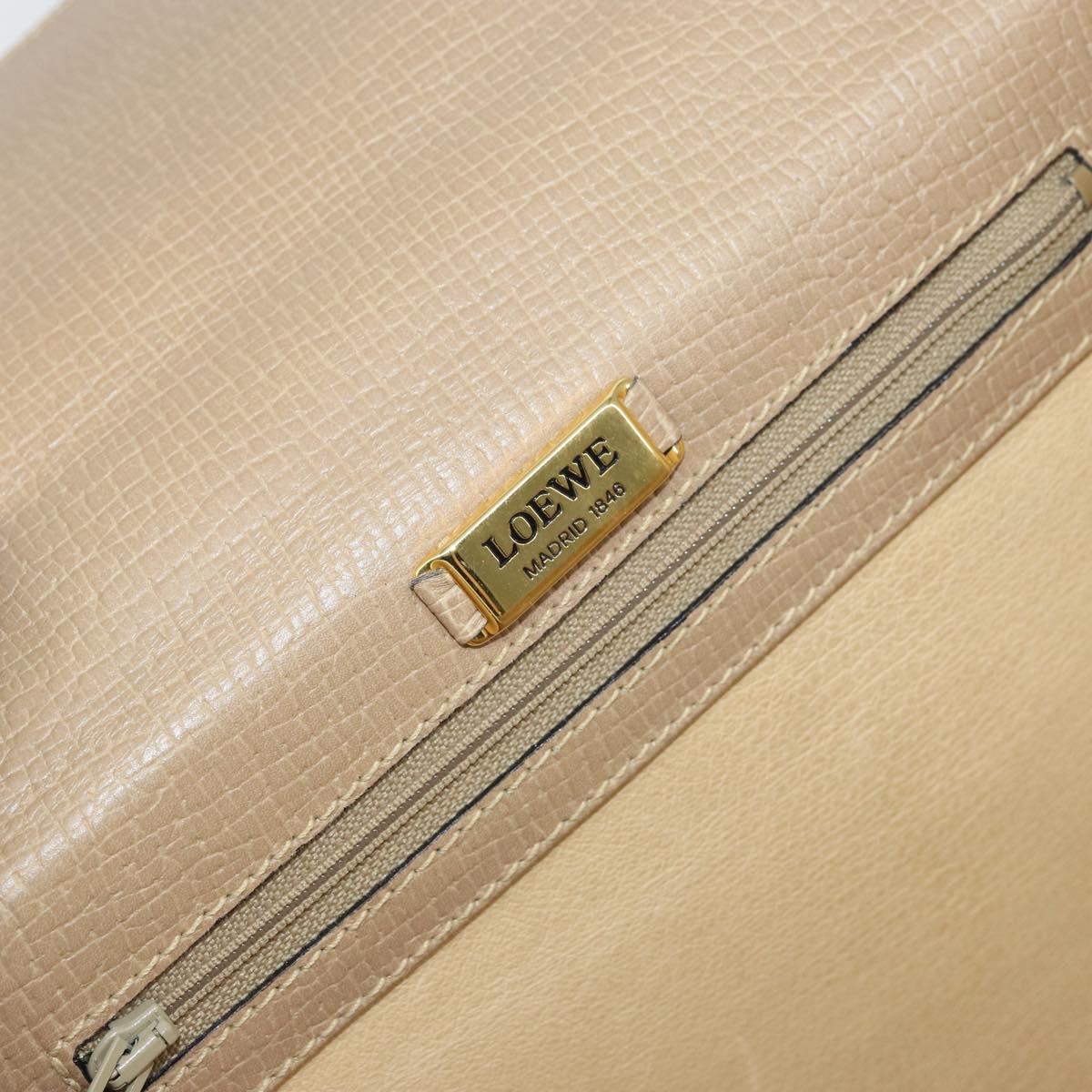 LOEWE Barcelona Hand Bag Leather Beige Auth bs31817