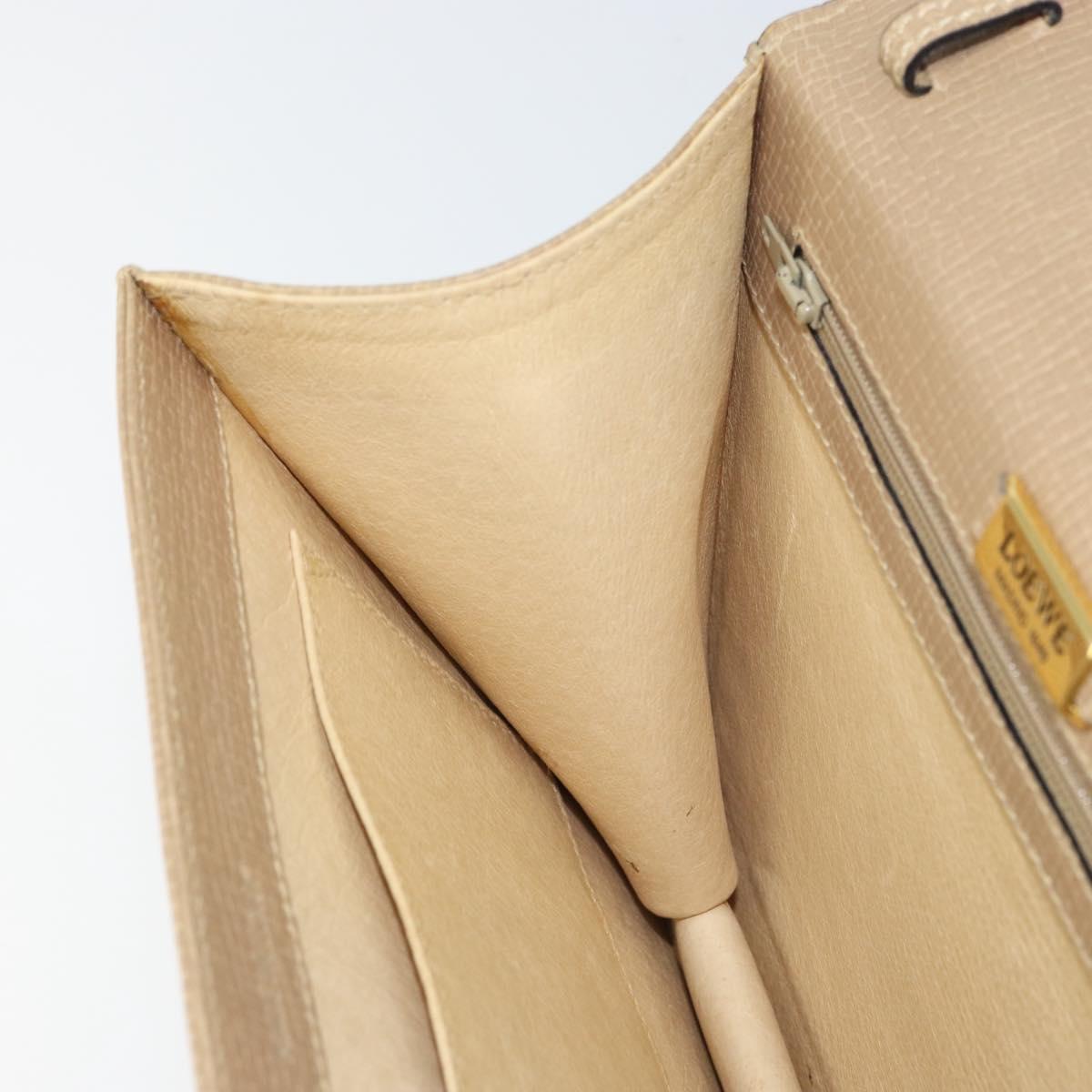 LOEWE Barcelona Hand Bag Leather Beige Auth bs31817