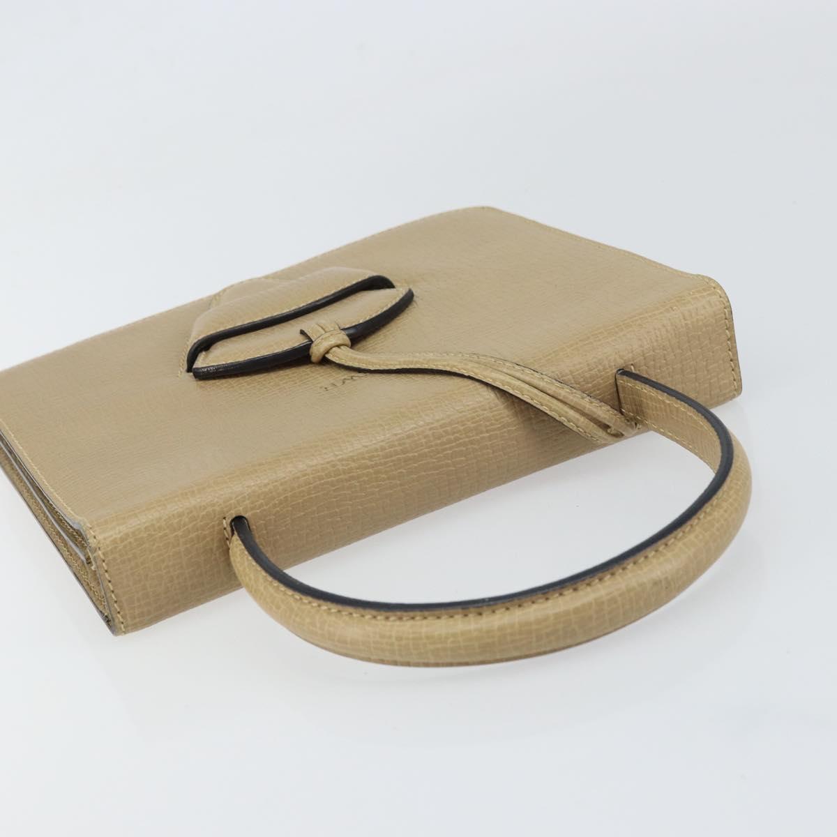 LOEWE Barcelona Hand Bag Leather Beige Auth bs31817