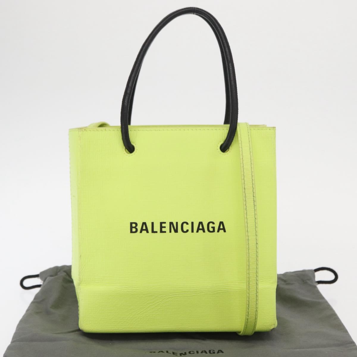 BALENCIAGA Tote Bag Leather 2way Yellow 572411 Auth bs31818