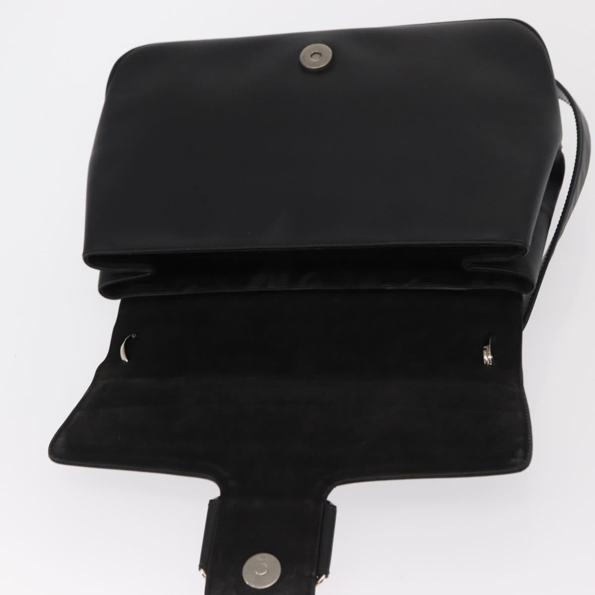 Salvatore Ferragamo Vala Shoulder Bag Leather Black Silver Auth bs31823