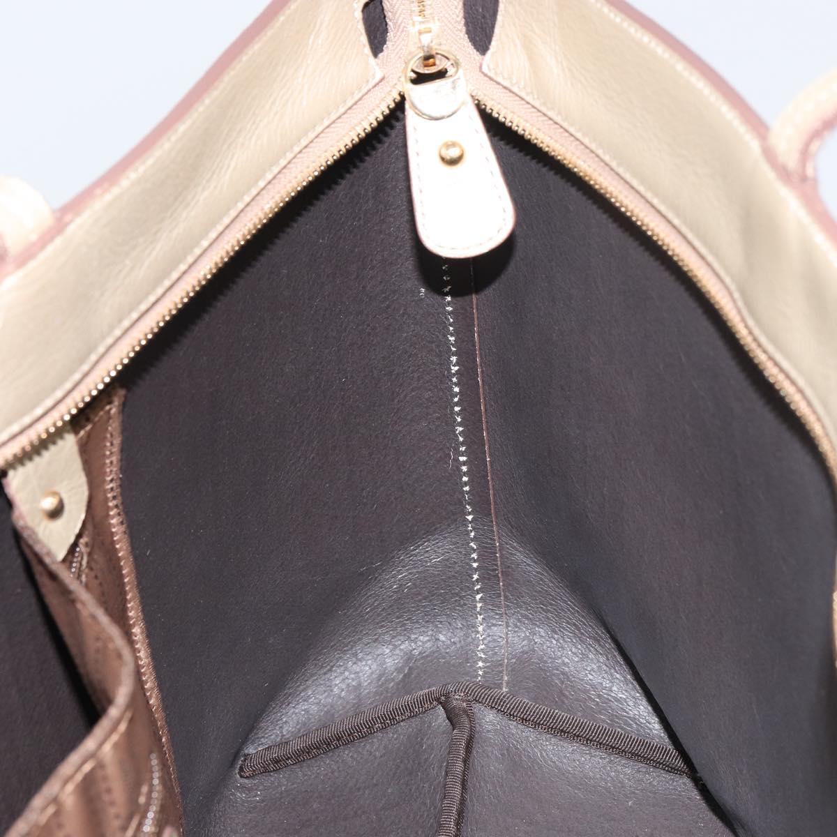 Salvatore Ferragamo Gancini Tote Bag Leather Gold Tone Auth bs31825