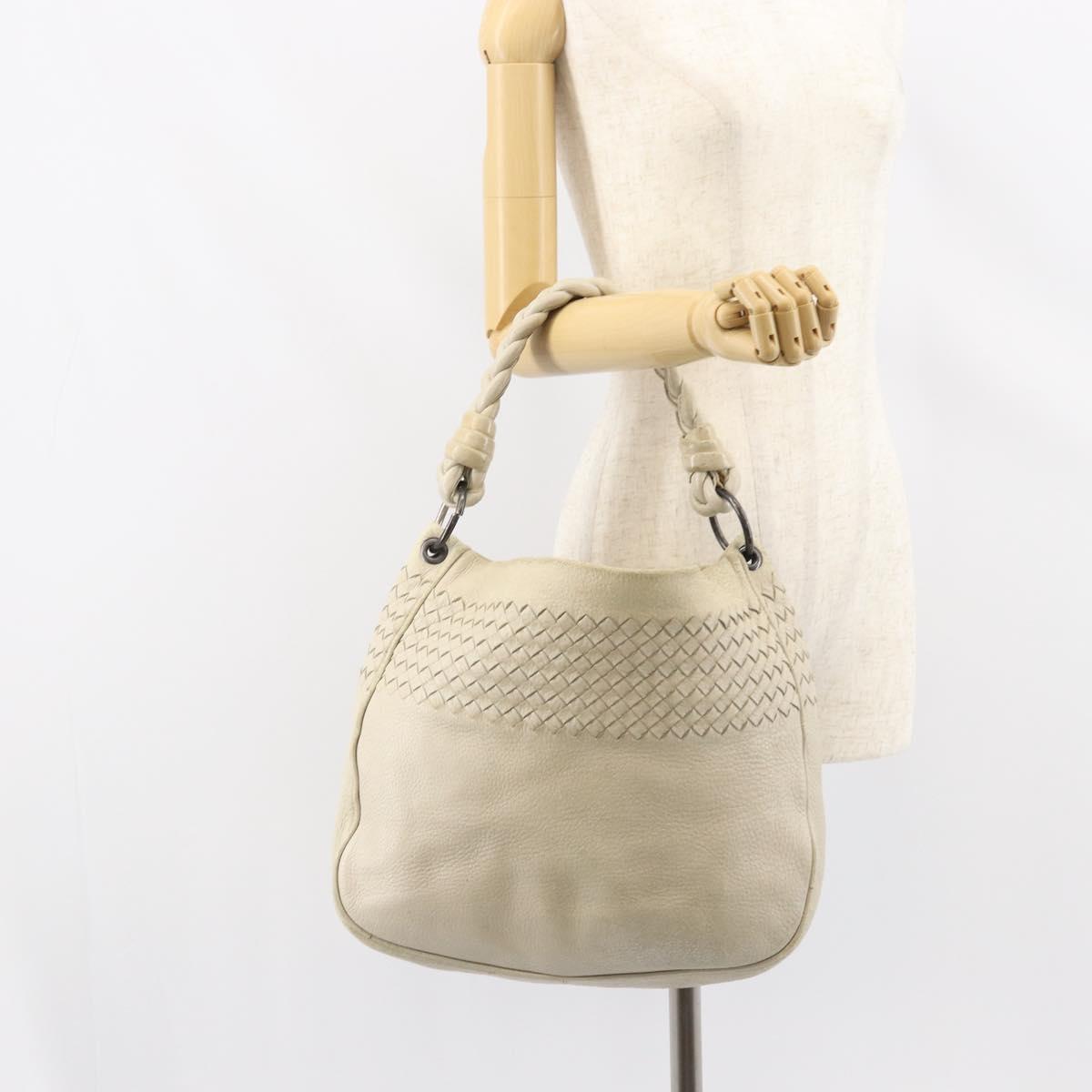 BOTTEGA VENETA INTRECCIATO Shoulder Bag Leather Beige Auth bs31827