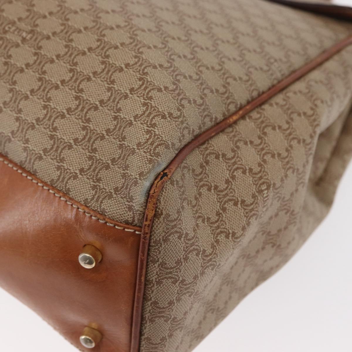 CELINE Macadam Canvas Hand Bag PVC Beige Gold Auth bs31832