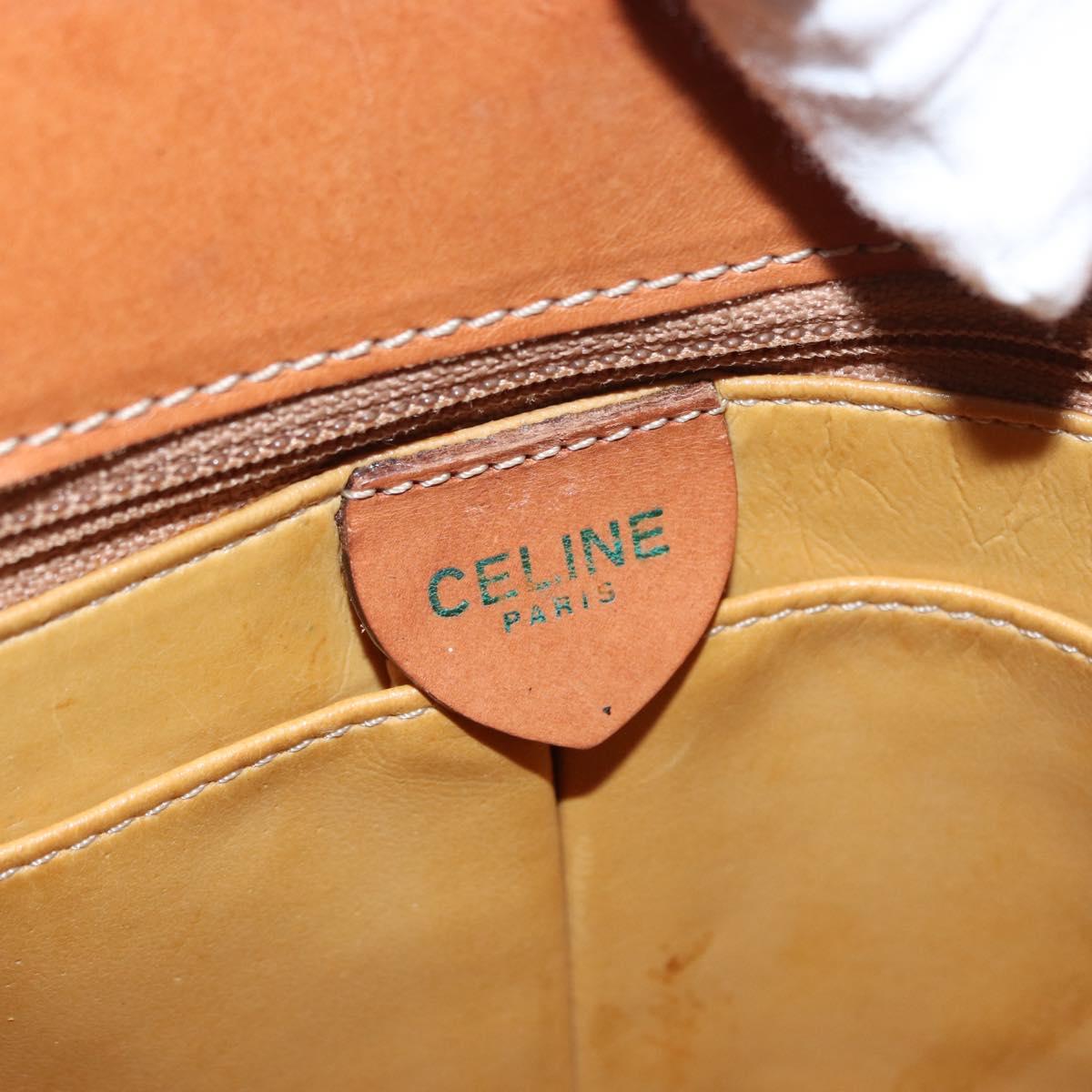 CELINE Macadam Canvas Hand Bag PVC Beige Gold Auth bs31832