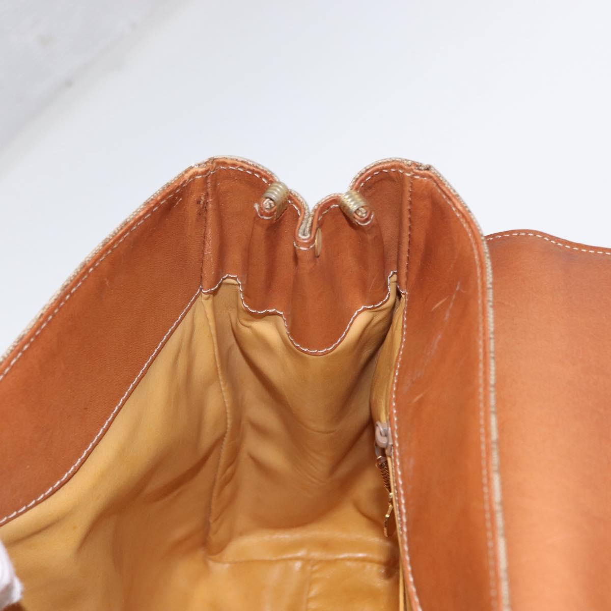 CELINE Macadam Canvas Hand Bag PVC Beige Gold Auth bs31832