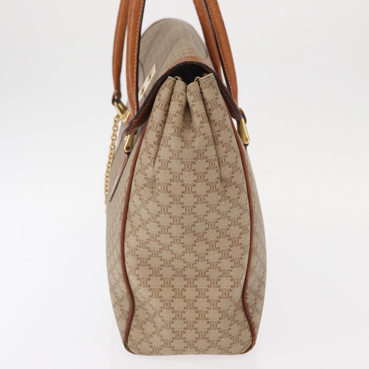 CELINE Macadam Canvas Hand Bag PVC Beige Gold Auth bs31832