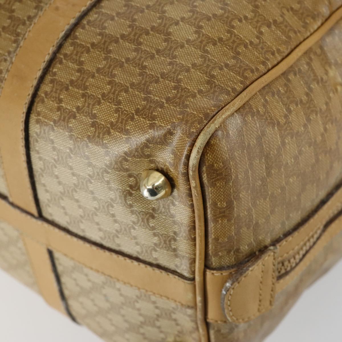 CELINE Macadam Canvas Boston Bag PVC Beige Gold Auth bs31833