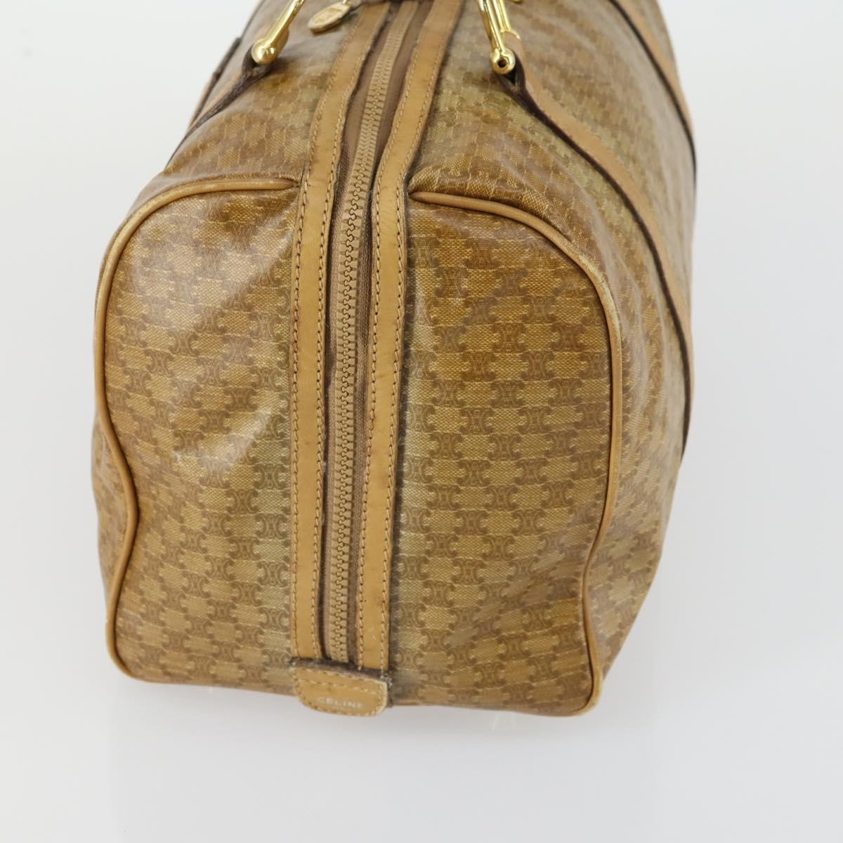 CELINE Macadam Canvas Boston Bag PVC Beige Gold Auth bs31833