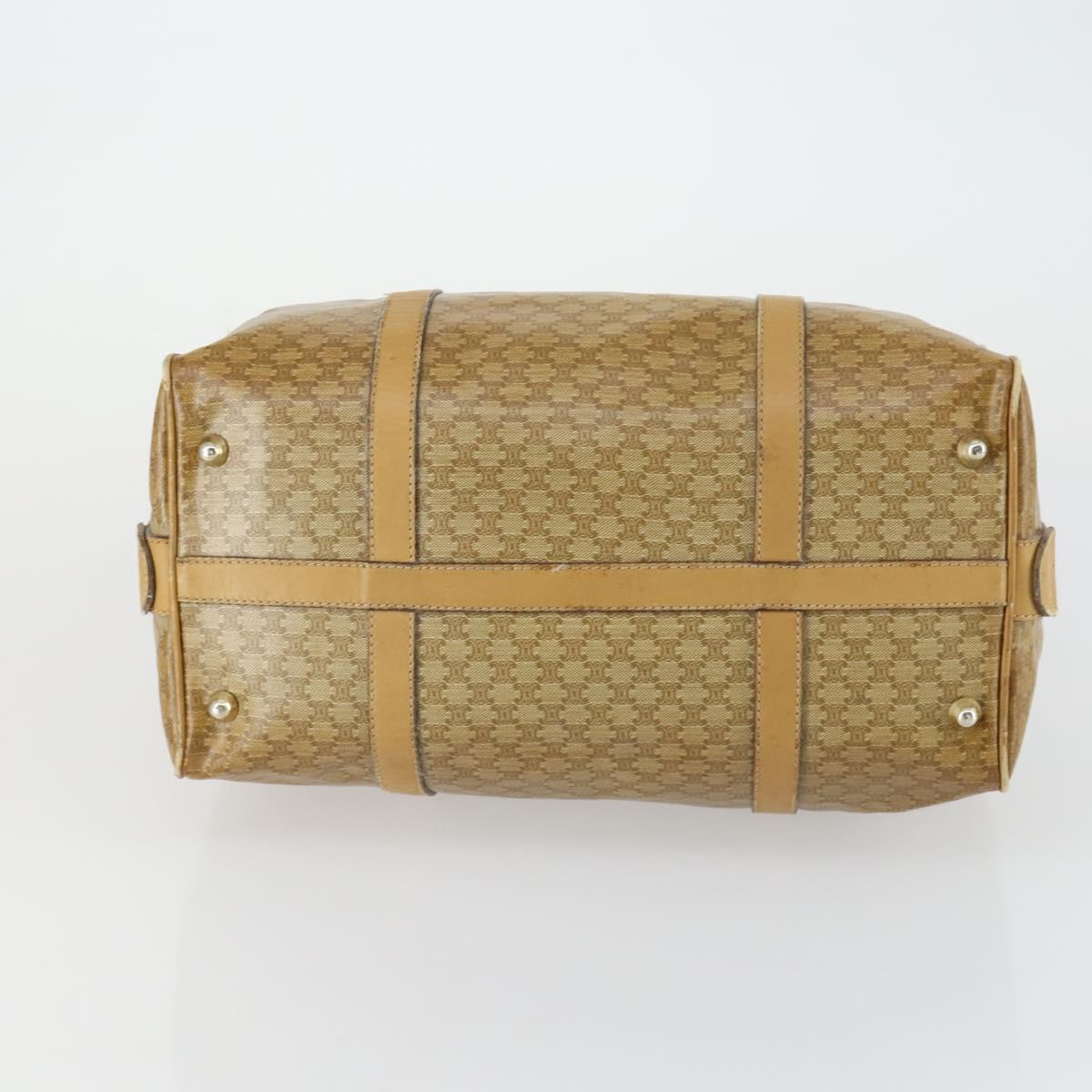 CELINE Macadam Canvas Boston Bag PVC Beige Gold Auth bs31833