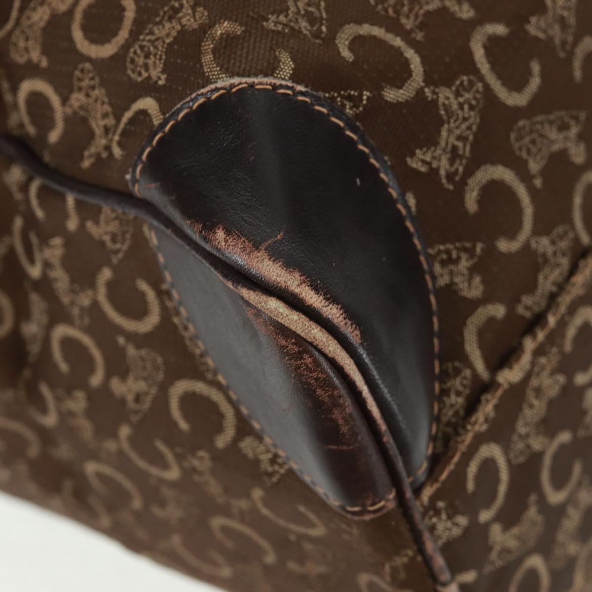 CELINE C Sulky Boston Bag Canvas Brown Gold Auth bs31834