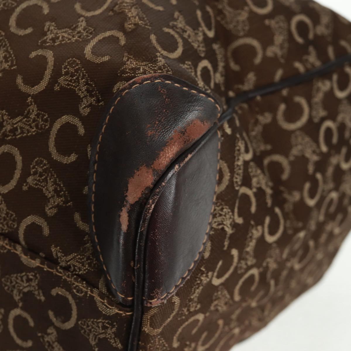 CELINE C Sulky Boston Bag Canvas Brown Gold Auth bs31834