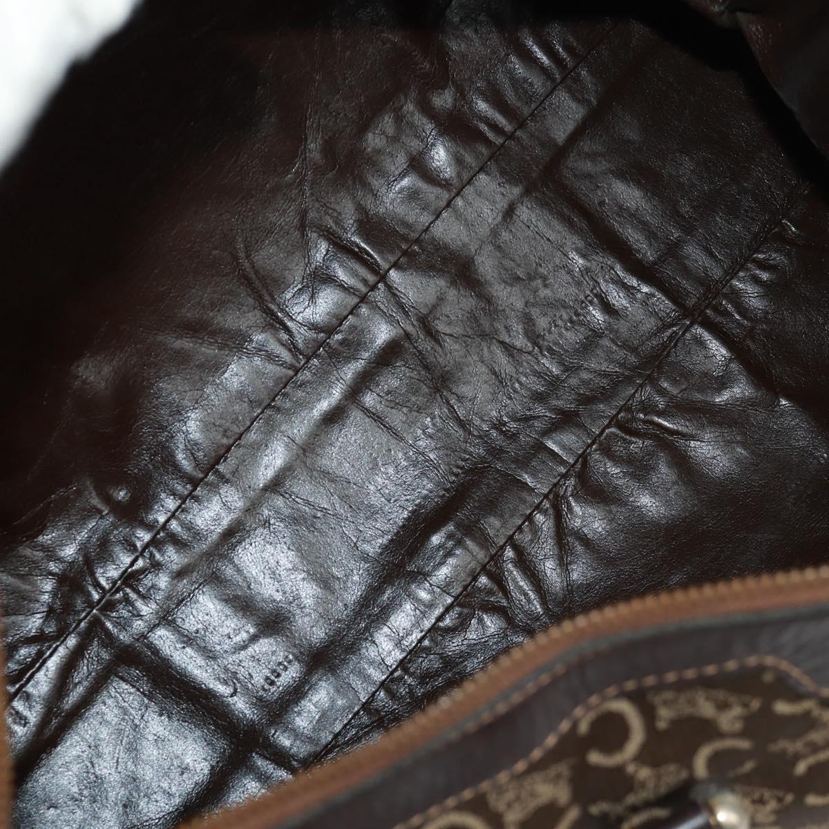 CELINE C Sulky Boston Bag Canvas Brown Gold Auth bs31834
