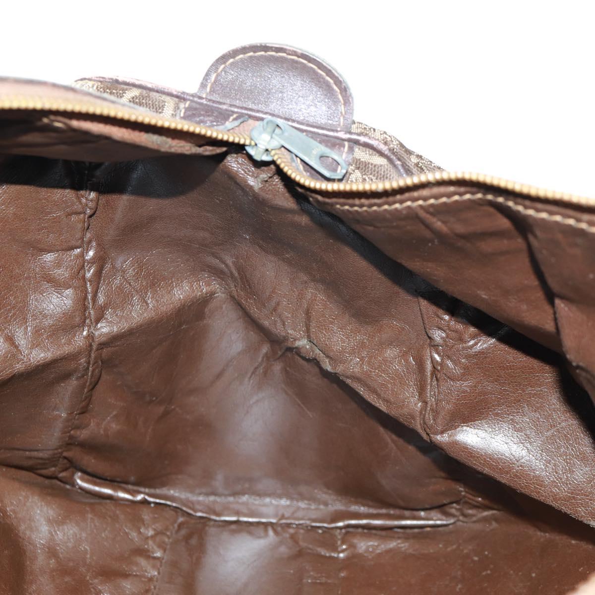 CELINE C Sulky Boston Bag Canvas Brown Gold Auth bs31834
